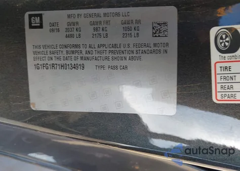 2017 Chevrolet Camaro 2Ss из США, поврежденный, VIN 1G1FG1R71H0134919